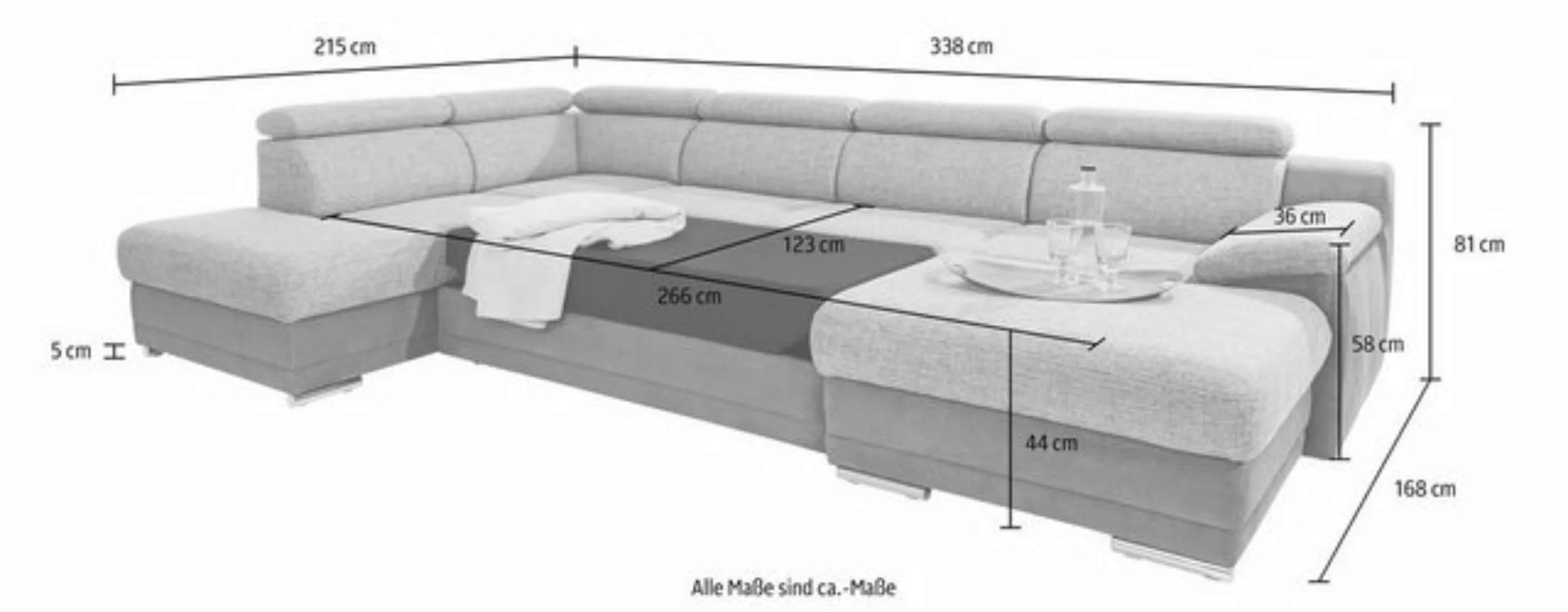 sit&more Wohnlandschaft Xenia U-Form, wahlweise mit Bettfunktion günstig online kaufen