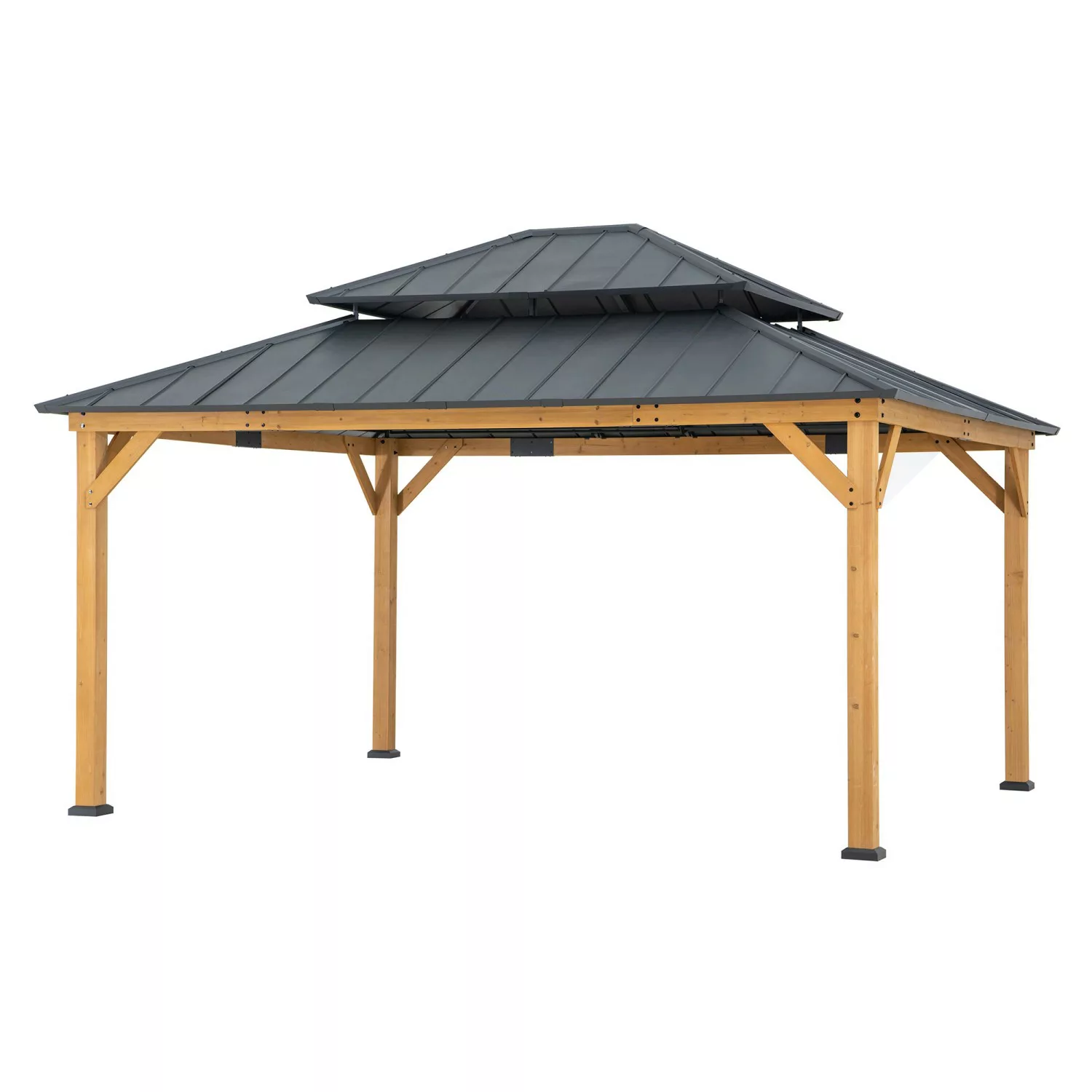 Sunjoy Gazebo Trivor Zedernholz 390 cm x 450 cm Anthrazit FSC® günstig online kaufen