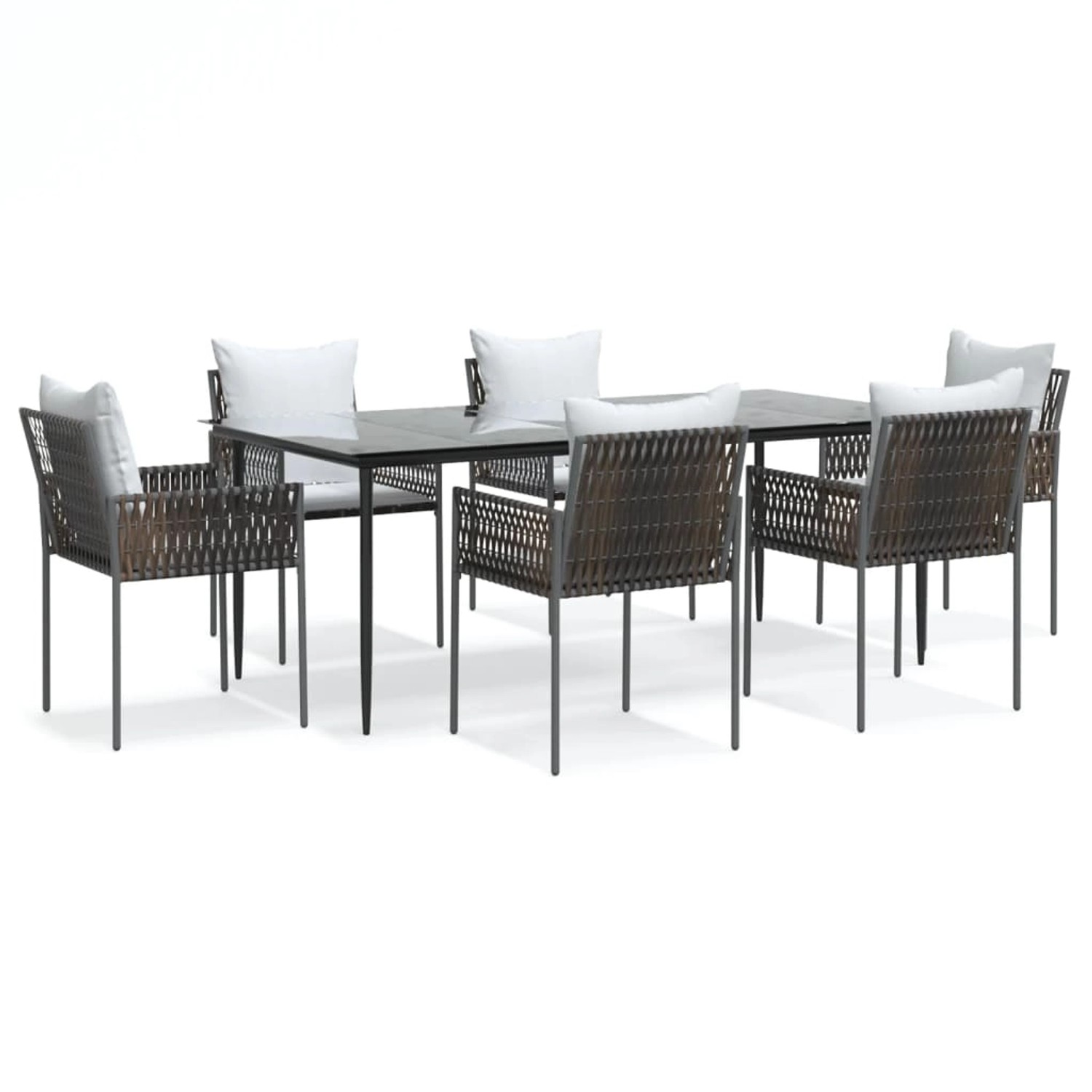 vidaXL 7-Tlg Garten-Essgruppe mit Kissen Poly Rattan und Stahl 3187061 günstig online kaufen