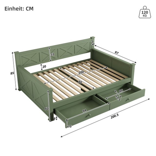 XDOVET Holzbett Holzbett,Flachbett,Bett mit Lattenrost (ohne Matratze), mit günstig online kaufen