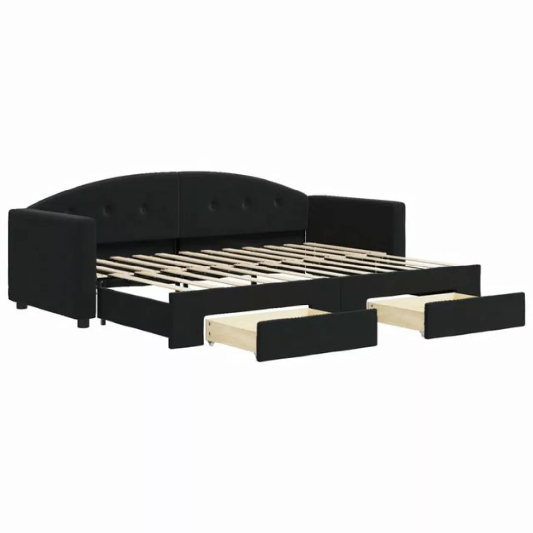 vidaXL Bett Tagesbett Ausziehbar mit Schubladen Schwarz 80x200 cm Samt günstig online kaufen