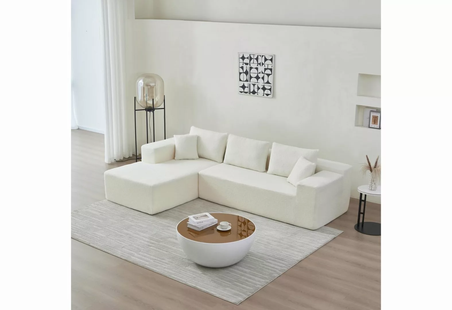 HAUSS SPLOE Ecksofa L-Form Couch mit hoher Rückenlehne aus Schaums, Weiß günstig online kaufen