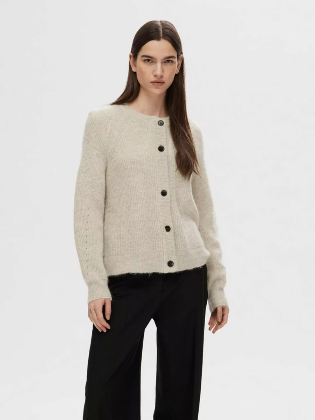 SELECTED FEMME Strickpullover Strickjacke Relaxed Fit Rundhals Raglanärmel günstig online kaufen