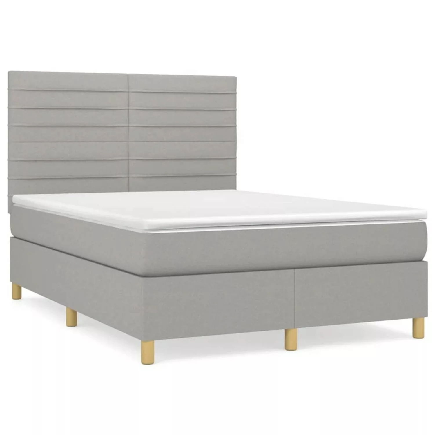 vidaXL Boxspringbett Boxspringbett mit Matratze Hellgrau 140x190 cm Stoff B günstig online kaufen