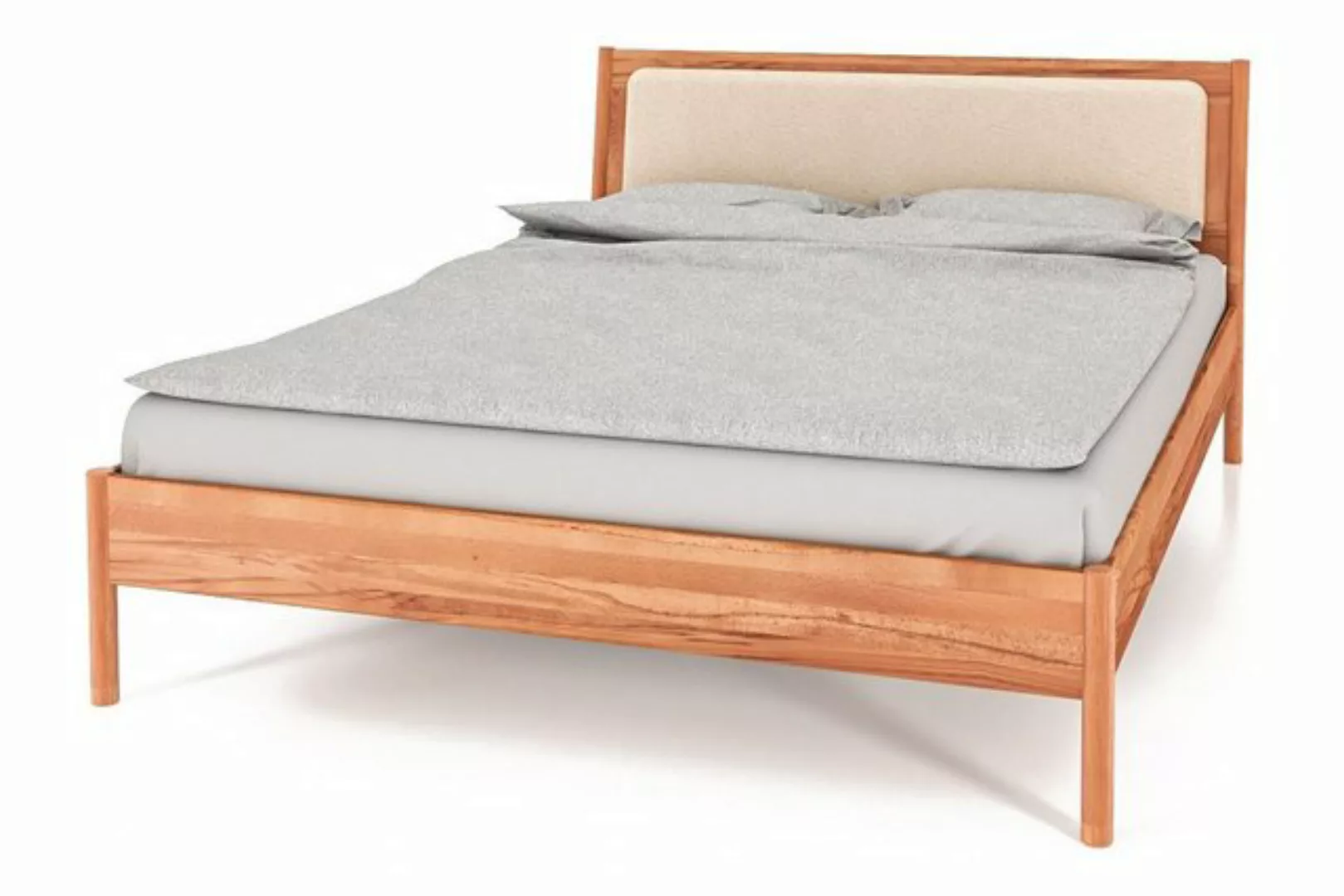 byoak Bett POLA 90 x 190 mit Polsterkopfteil, Naturgeölt günstig online kaufen