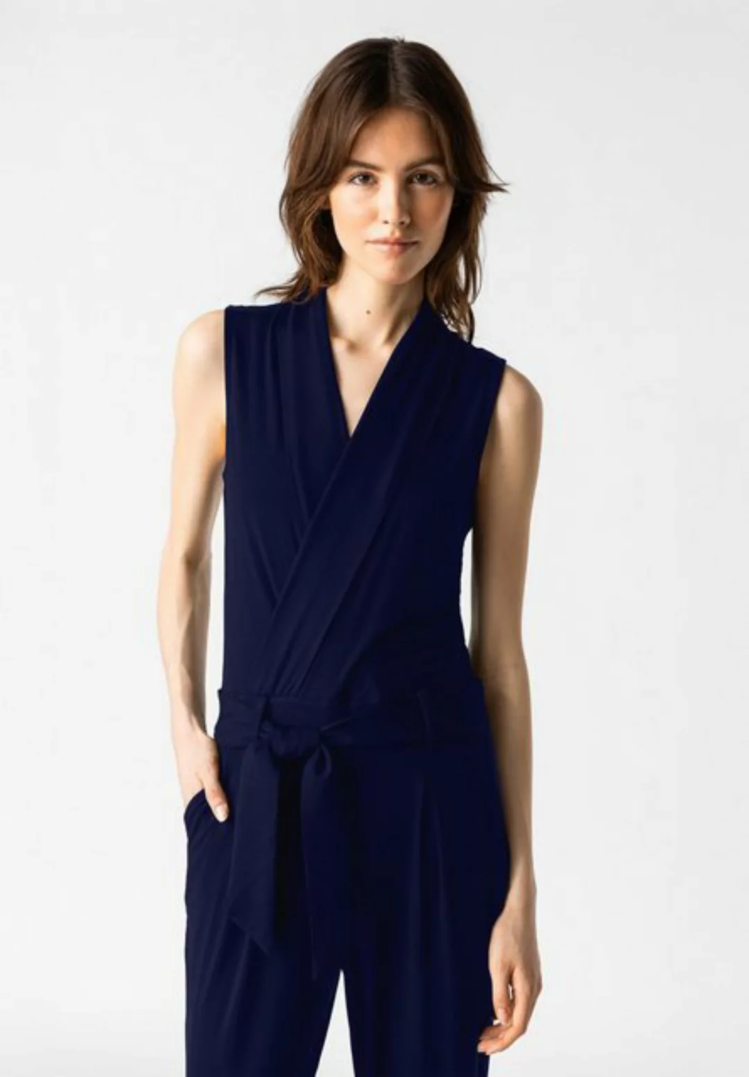 Les Lunes Jumpsuit Stela Bambusviskose, V-Ausschnitt, seitliche Eingrifftas günstig online kaufen