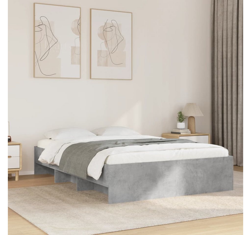 vidaXL Bett, Bettgestell Betongrau 140x200 cm Holzwerkstoff günstig online kaufen