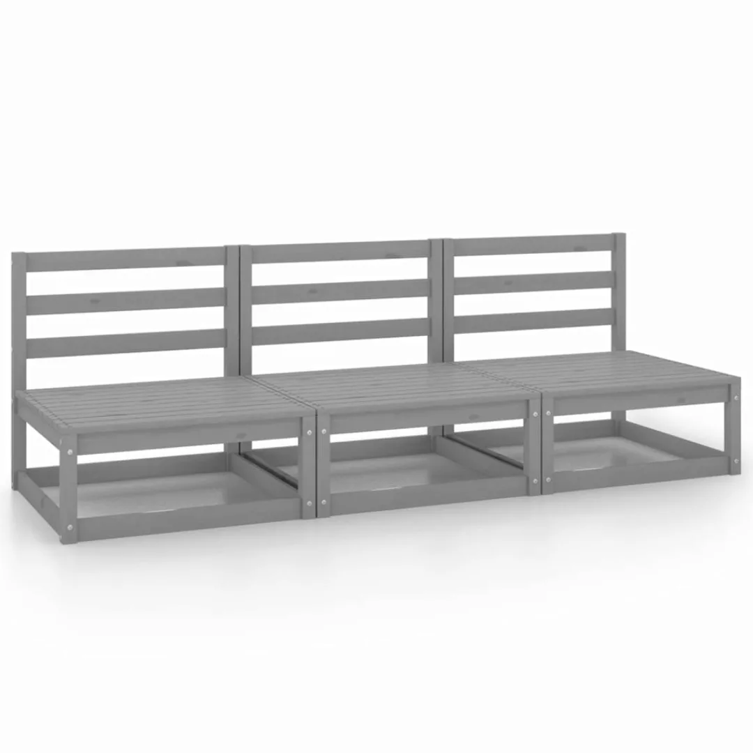 3-sitzer-gartensofa Grau Kiefer Massivholz günstig online kaufen