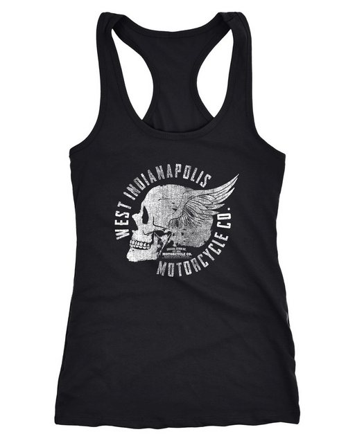 Neverless Tanktop Damen Tank Top Motorrad Biker Totenkopf Skull Wings Vinta günstig online kaufen