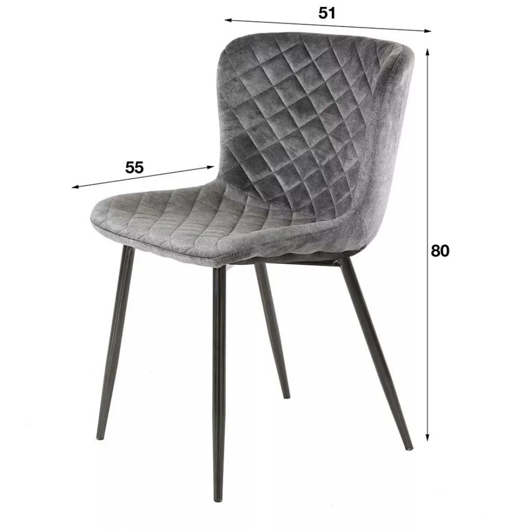 Stuhl Set Esszimmer aus Samt und Metall Steppungen (4er Set) günstig online kaufen