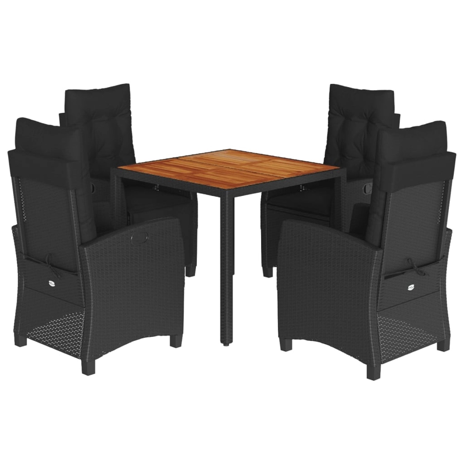 vidaXL 5-Tlg Garten-Essgruppe mit Kissen Schwarz Poly Rattan 3212664 günstig online kaufen