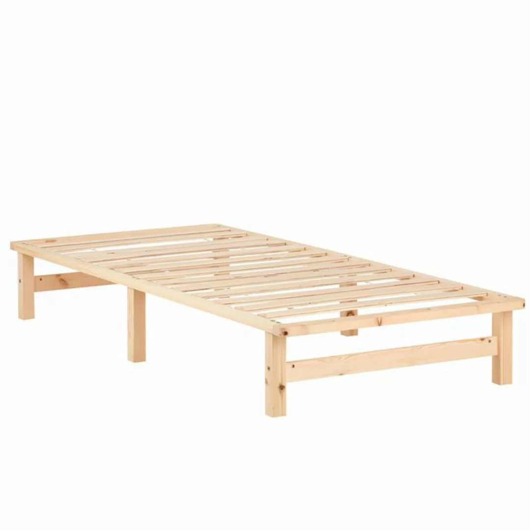 Homestyle4u Holzbett 90/140x200 cm Palettenbett Massivholzbett Futonbett Na günstig online kaufen