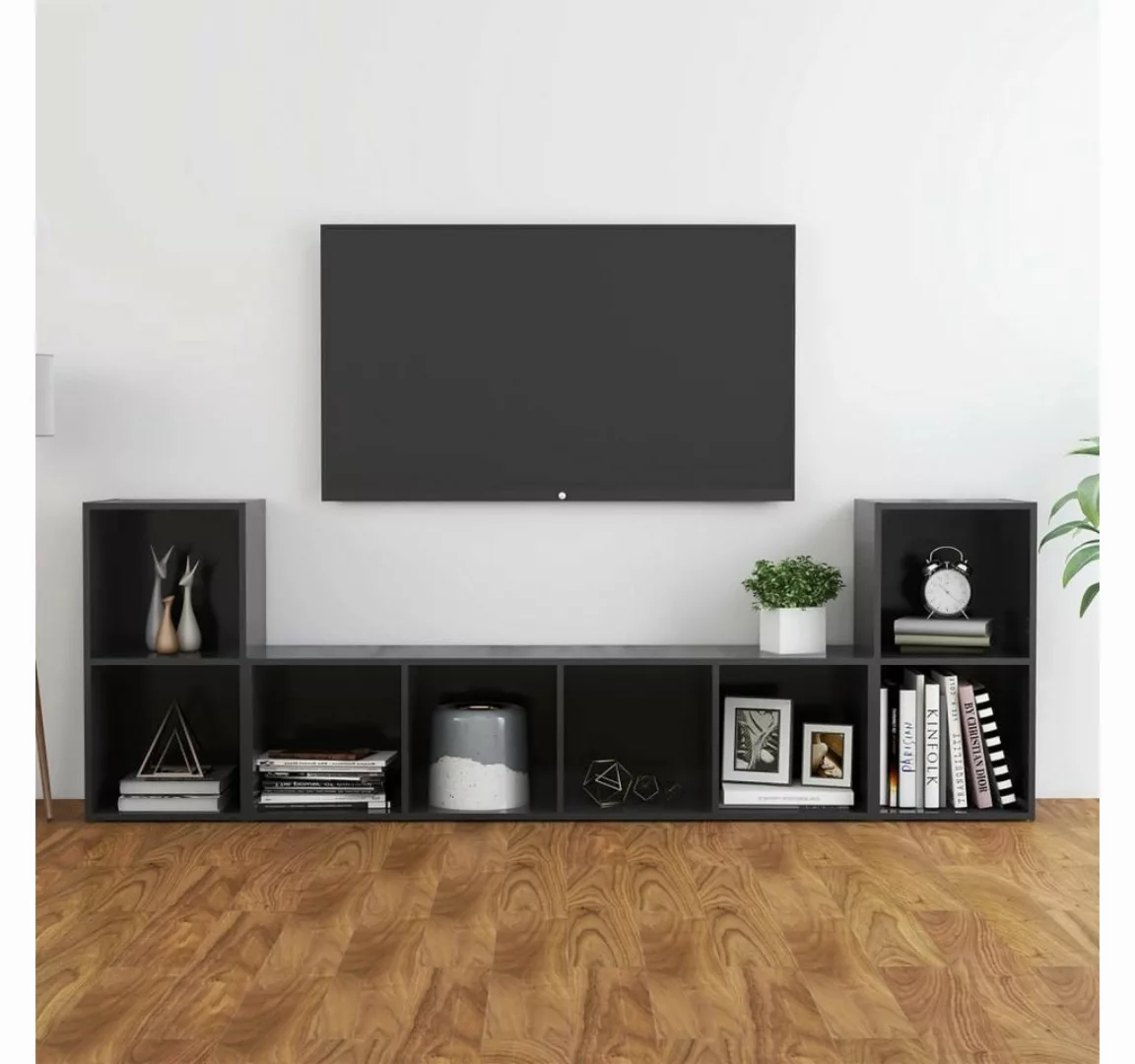 vidaXL TV-Schrank 3-tlg. TV-Schrank-Set Grau Holzwerkstoff (1-St) günstig online kaufen