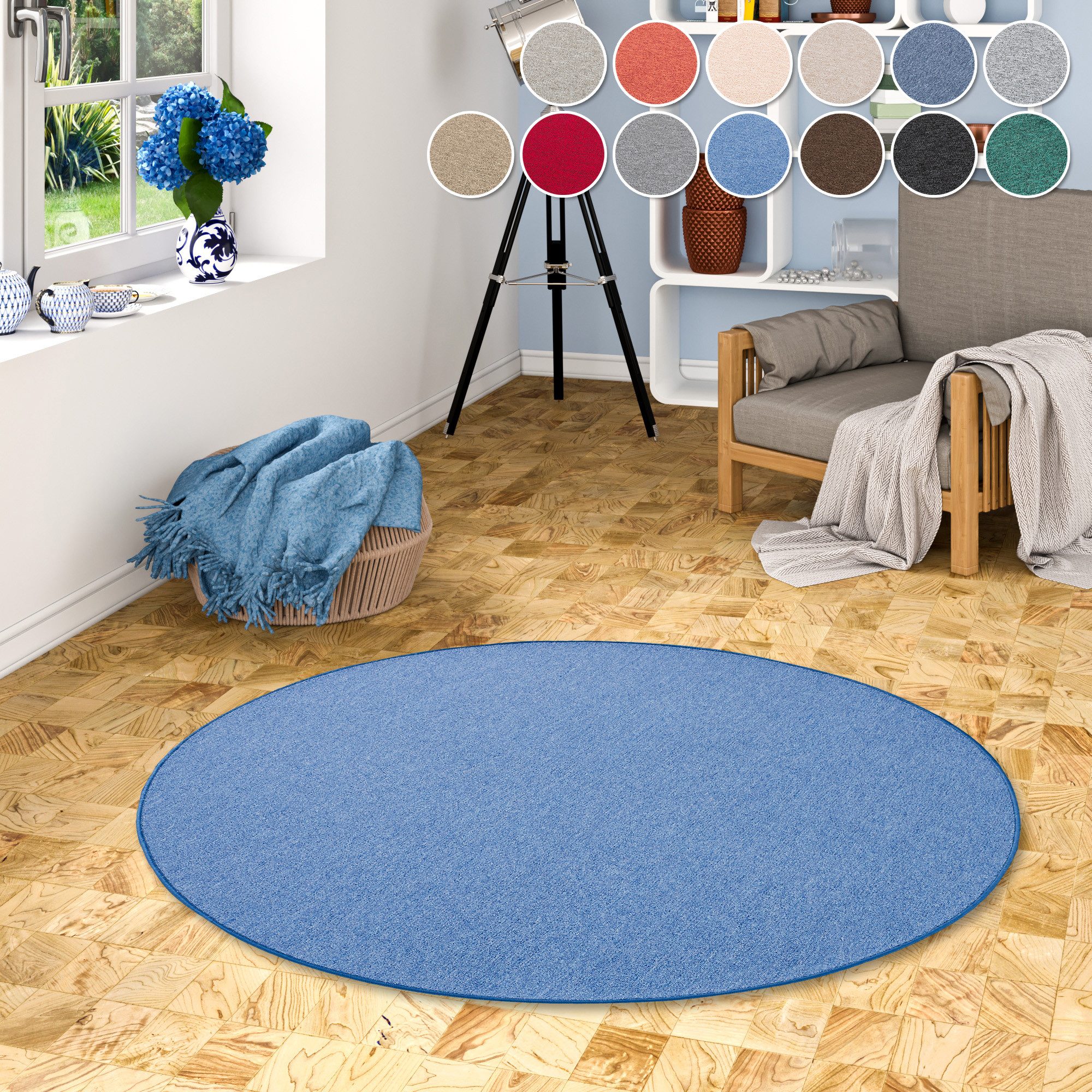 my home Teppich »Fortis, Schlinge, Made in Netherlands«, rund, 5 mm Höhe, U günstig online kaufen