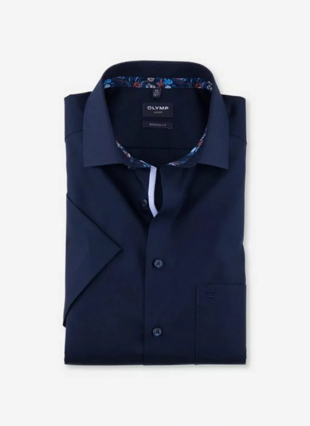 OLYMP Kurzarmhemd Modern Fit leicht tailliert bügelfrei Kentkragen günstig online kaufen