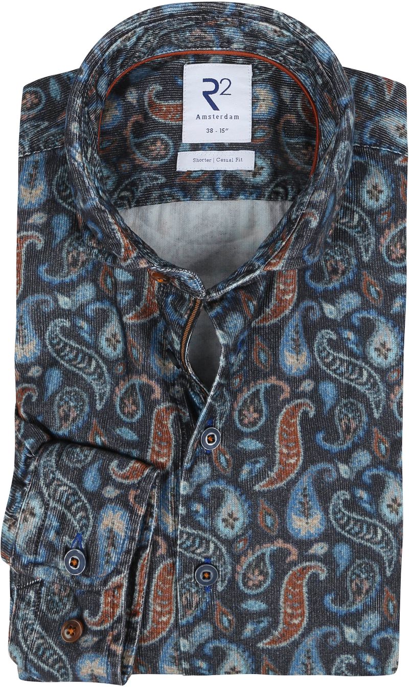 R2 Hemd Widespread Paisley Dunkelblau - Größe 37 günstig online kaufen