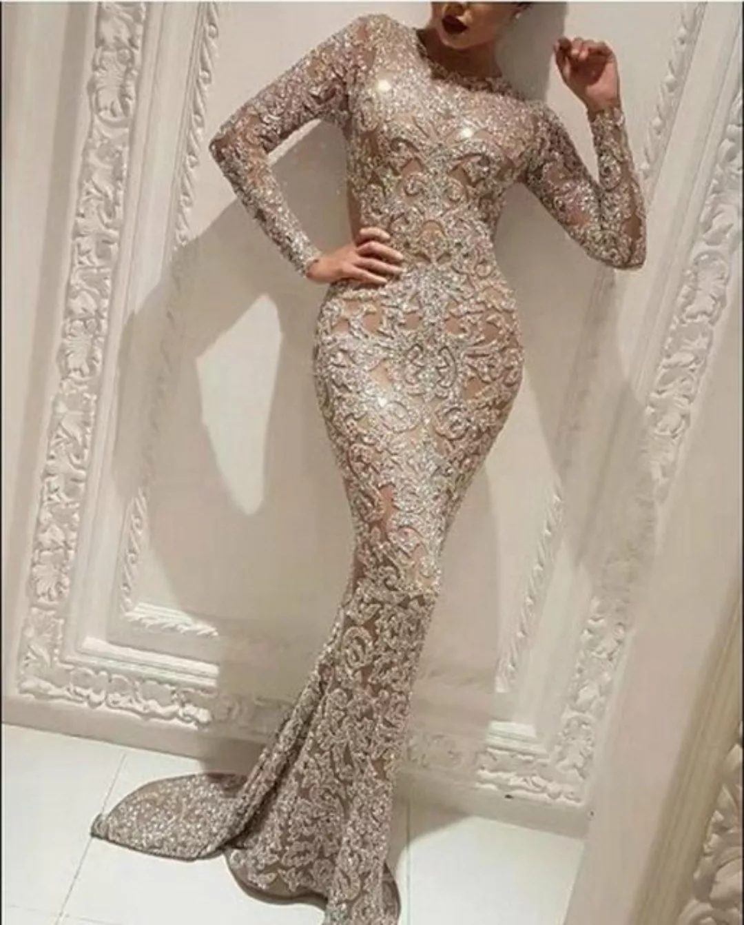 RUZU UG Abendkleid Damen Bronzing schlankes sexy langem Rock Cocktailkleid günstig online kaufen