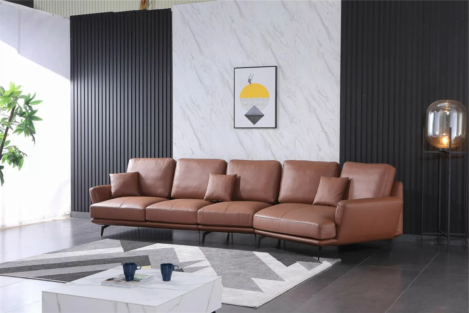 Xlmoebel Ecksofa Sofa aus Leder für das Wohnzimmer in L-Form mit Eckteil, m günstig online kaufen