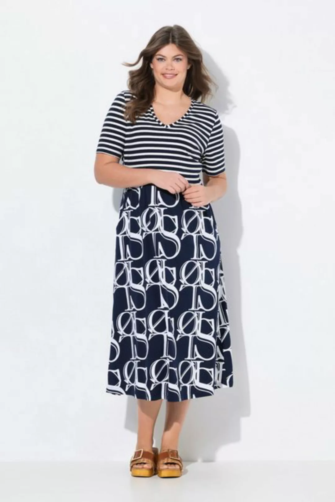 Laurasøn Jerseykleid Jerseykleid V-Ausschnitt 1/2 Arm OEKO-TEX günstig online kaufen