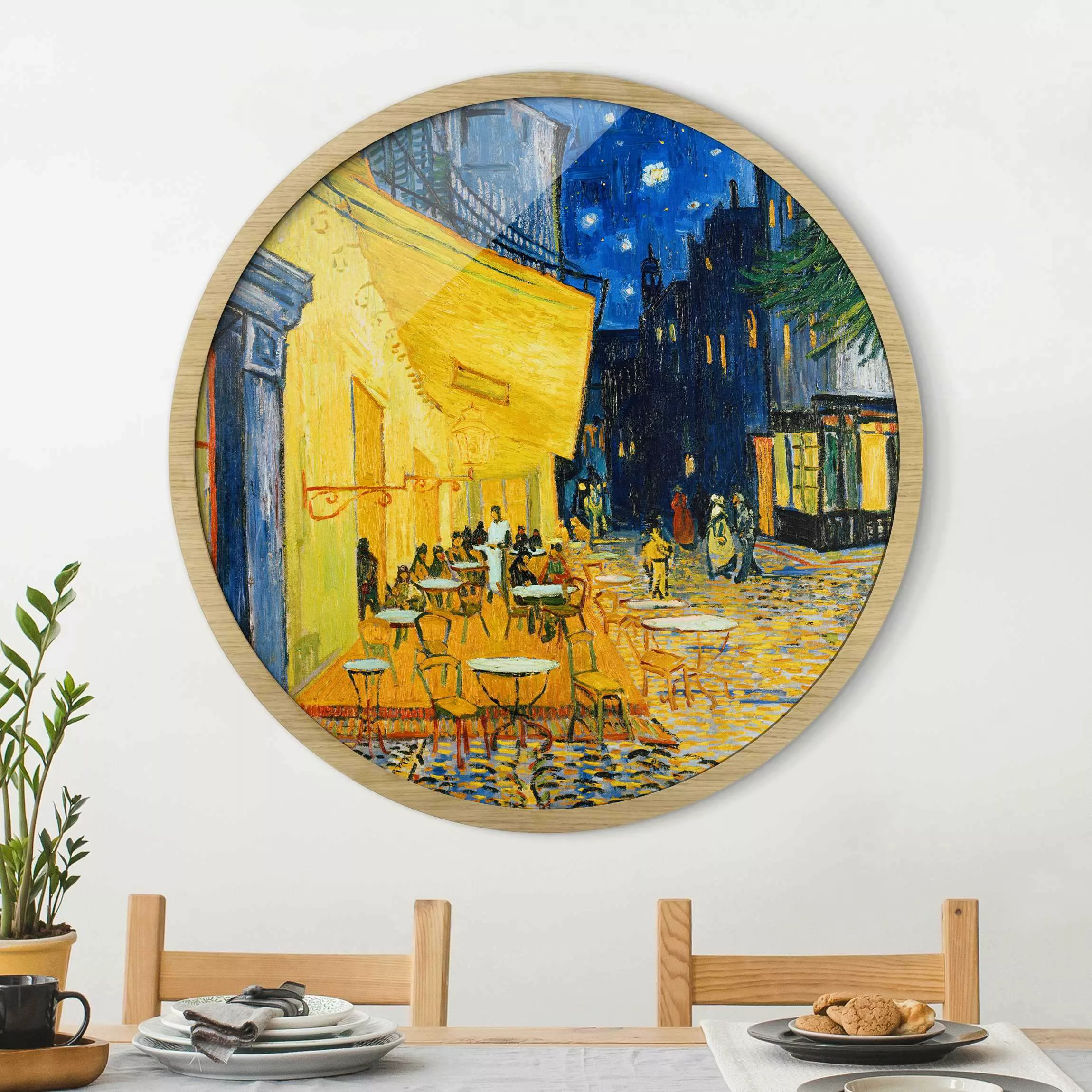 Rundes Gerahmtes Bild Vincent van Gogh - Café-Terrasse in Arles günstig online kaufen