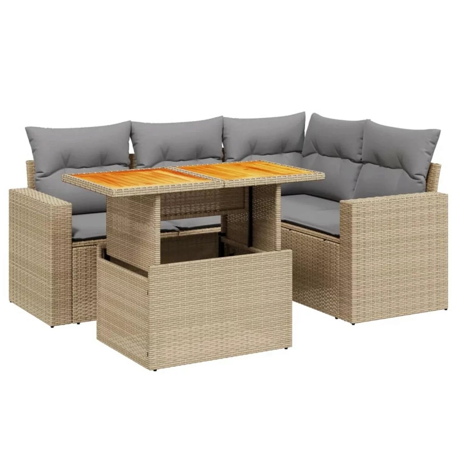 vidaXL 5-tlg Garten-Sofagarnitur mit Kissen Beige Poly Rattan Modell 245 günstig online kaufen