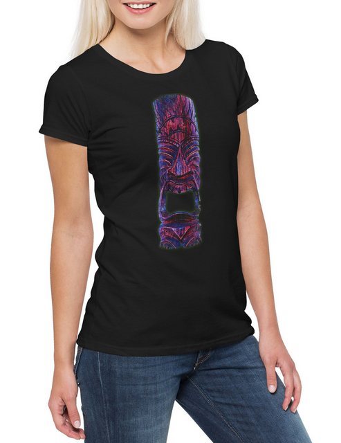 Urban Backwoods Print-Shirt Tiki Head I Damen T-Shirt Maori Hawaii Tattoo R günstig online kaufen