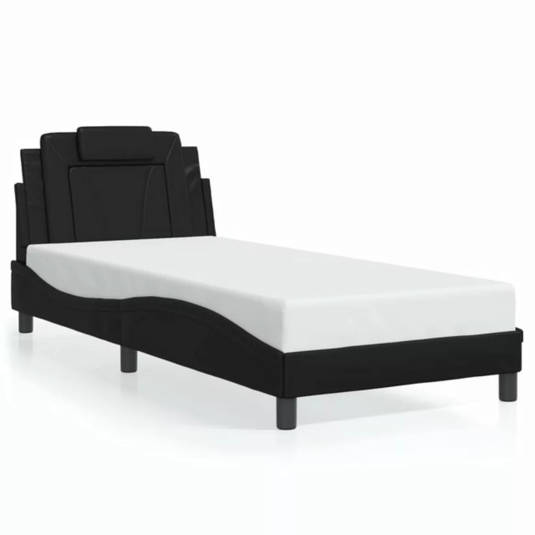 vidaXL Bett Bettgestell mit LED Schwarz 90x190 cm Kunstleder günstig online kaufen