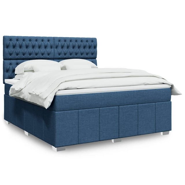 vidaXL Boxspringbett, Boxspringbett mit Matratze Blau 180x200 cm Stoff günstig online kaufen