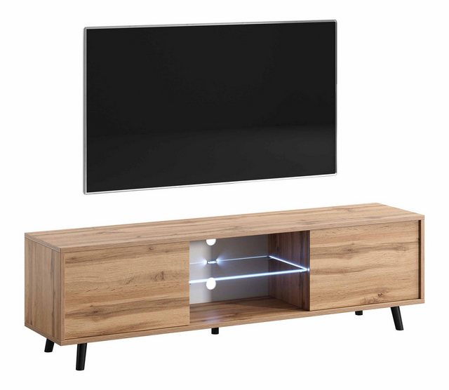 Furnix TV-Schrank LAZANO Lowboard 140 cm Fernsehschrank 2 Türen Metallfüße günstig online kaufen