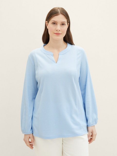 TOM TAILOR PLUS Langarmshirt Plus Size - Blusenshirt mit Bio-Baumwolle günstig online kaufen