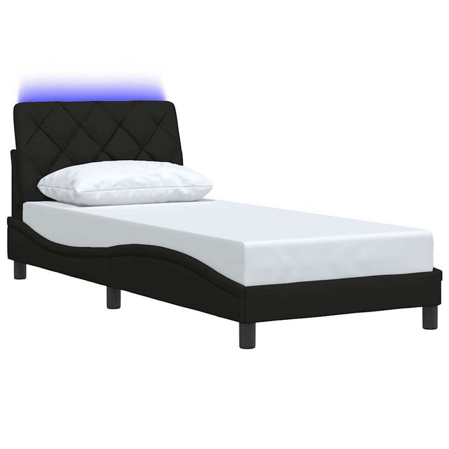 vidaXL Bett Bettgestell mit LED ohne Matratze Schwarz 90x190 cm Stoff günstig online kaufen