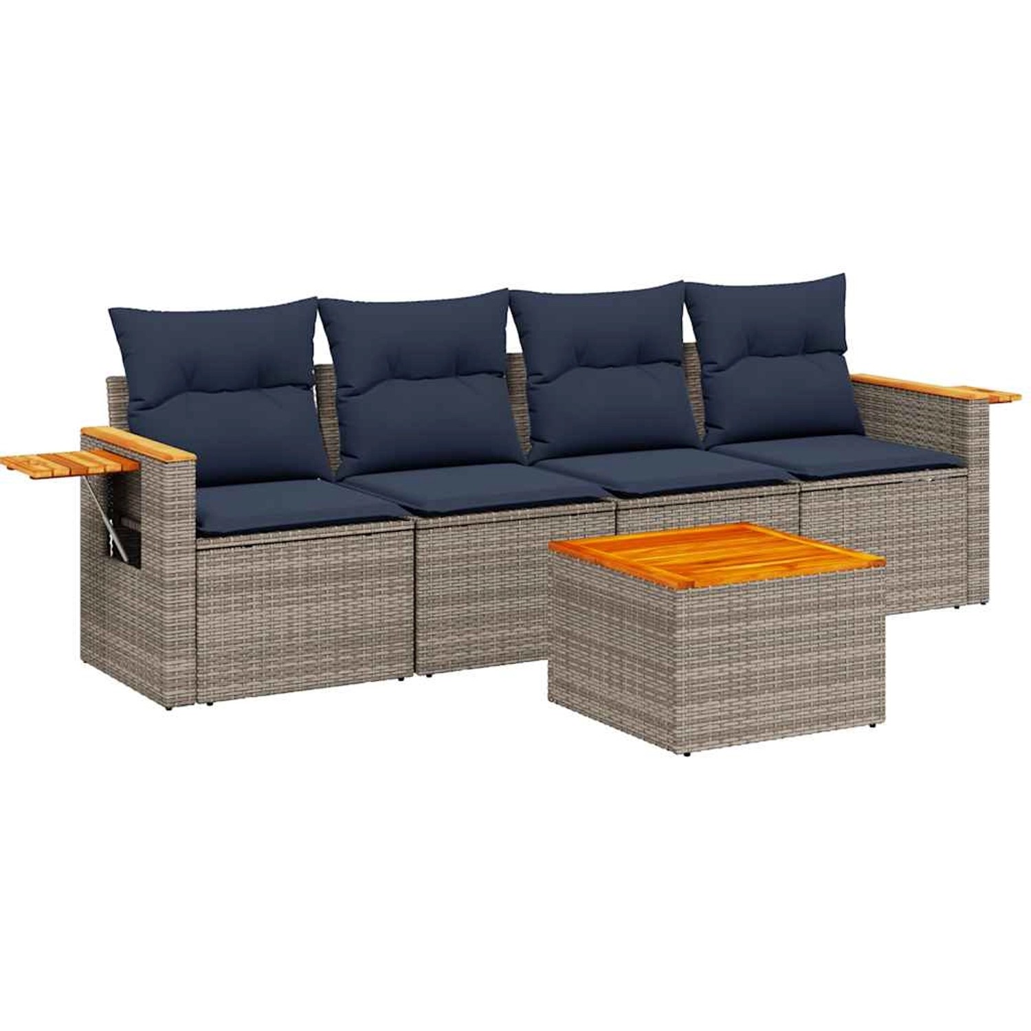 vidaXL 5-Tlg Garten-Sofagarnitur mit Kissen Grau Poly Rattan 3226621 günstig online kaufen