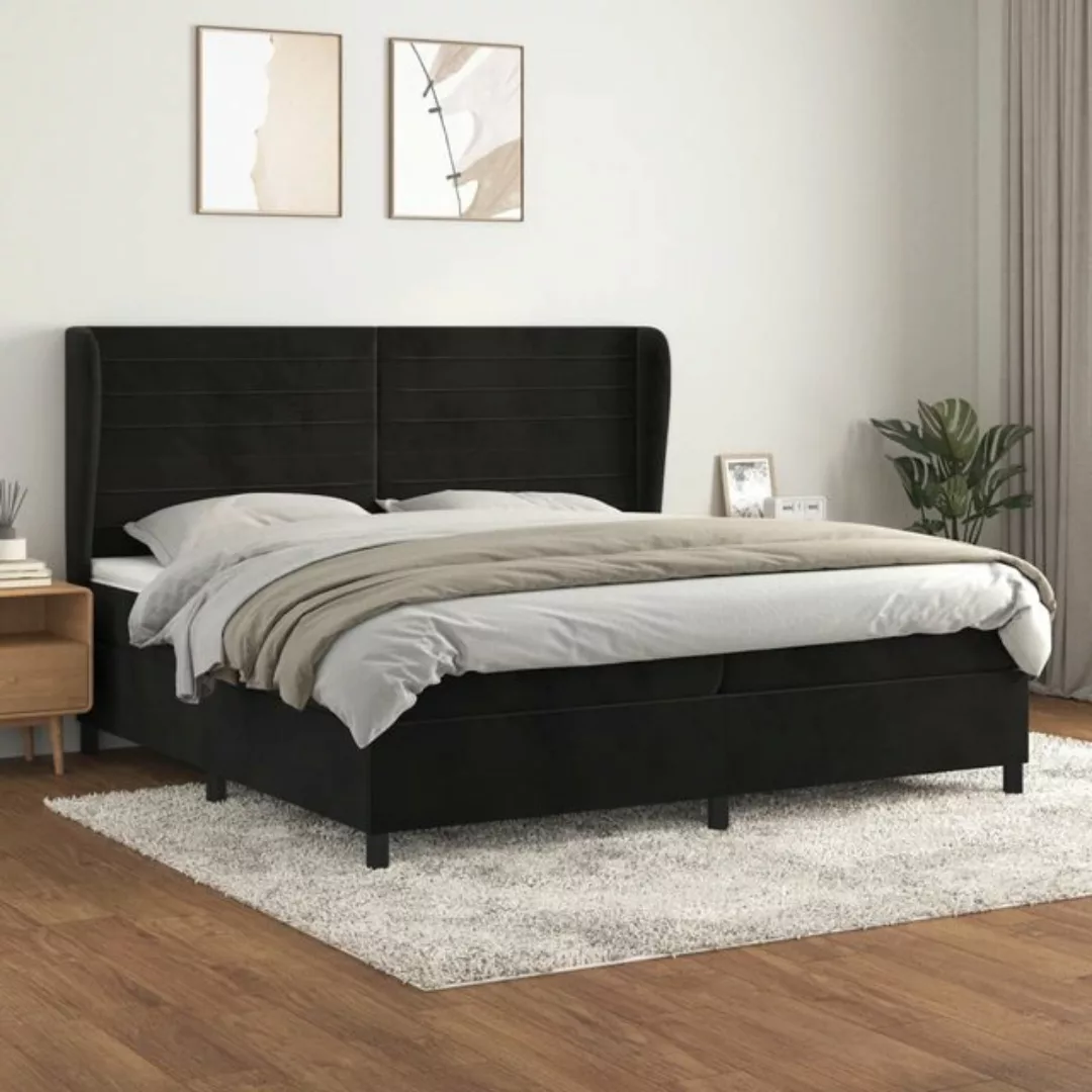 vidaXL Bettgestell Boxspringbett mit Matratze Schwarz 200x200 cm Samt Bett günstig online kaufen