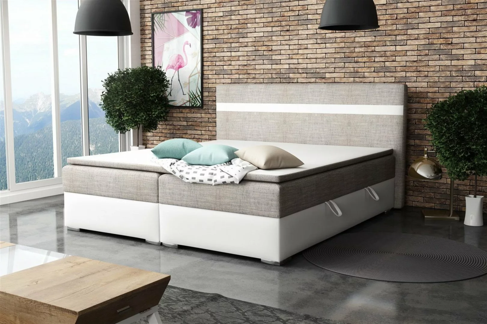 Fun Möbel Boxspringbett Boxspringbett Schlafzimmerbett DAWID in Stoff/Kunst günstig online kaufen