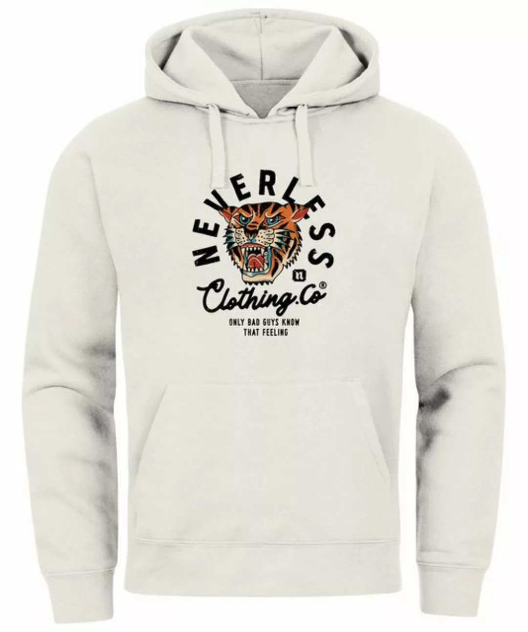 Neverless Hoodie Hoodie Herren Tiger Print Motiv Schrift Retro Vintage Clot günstig online kaufen