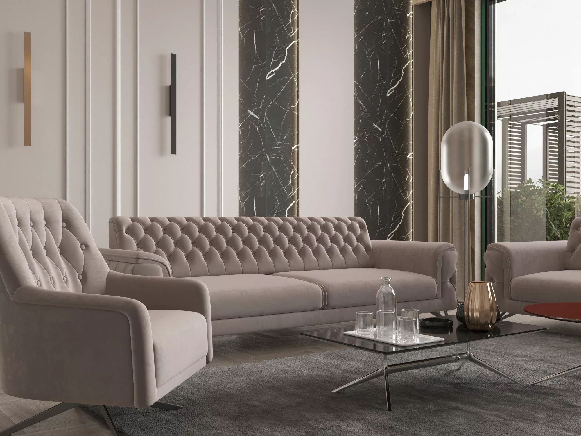 Möbeldreams Sofa Alina Living Kombi-Set Chesterfield günstig online kaufen