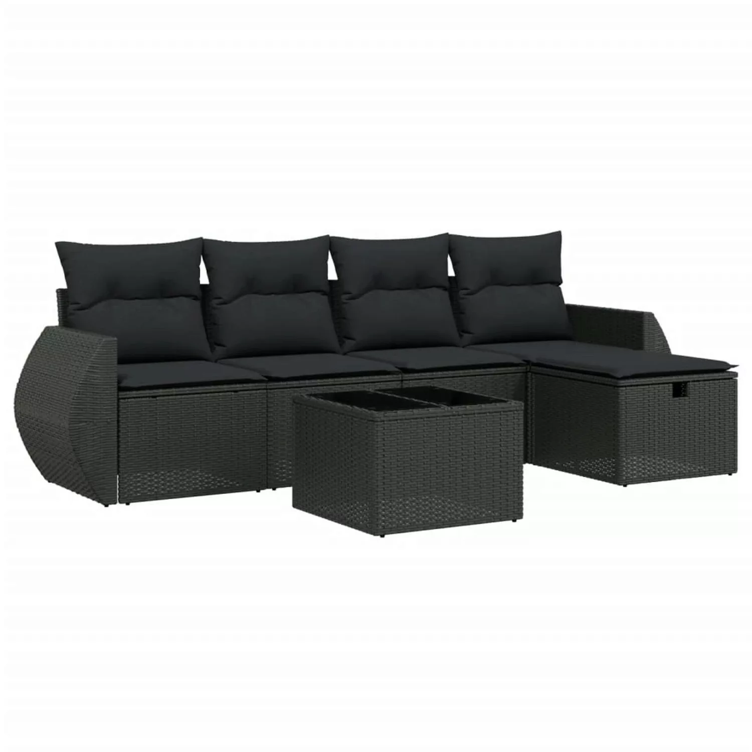 vidaXL 6-tlg Garten-Sofagarnitur mit Kissen Schwarz Poly Rattan Modell 130 günstig online kaufen