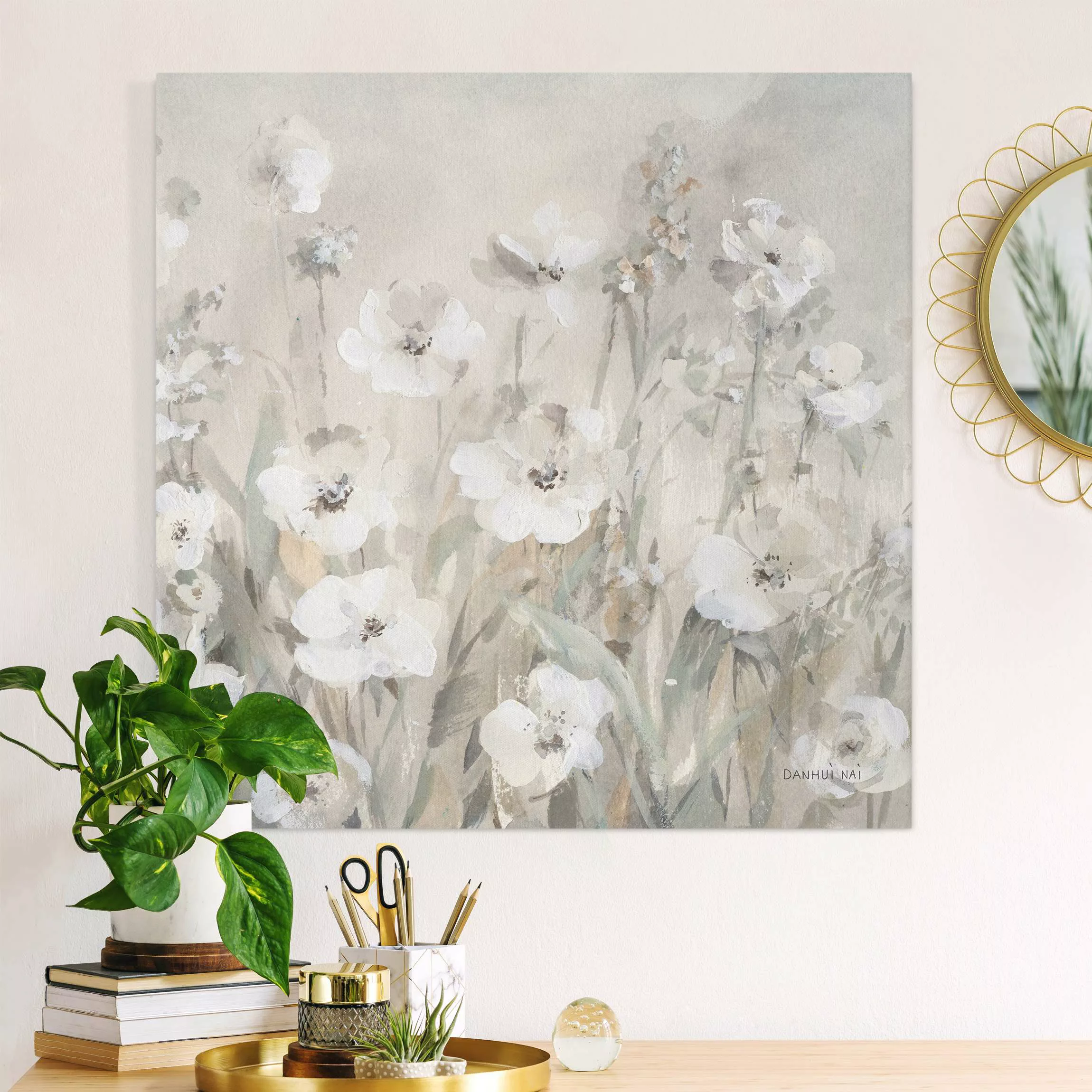 Leinwandbild Weiße sommerliche Blumen günstig online kaufen