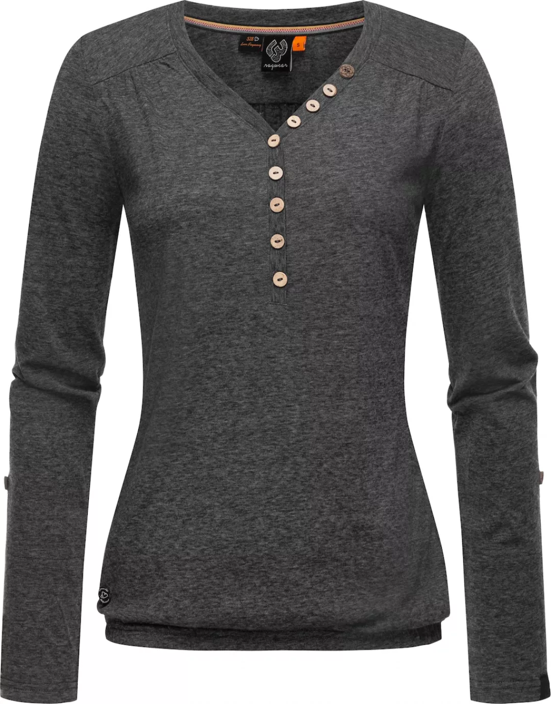 Ragwear Langarmshirt "Pinchi Melange", Stylisches Damen Longsleeve mit Knöp günstig online kaufen