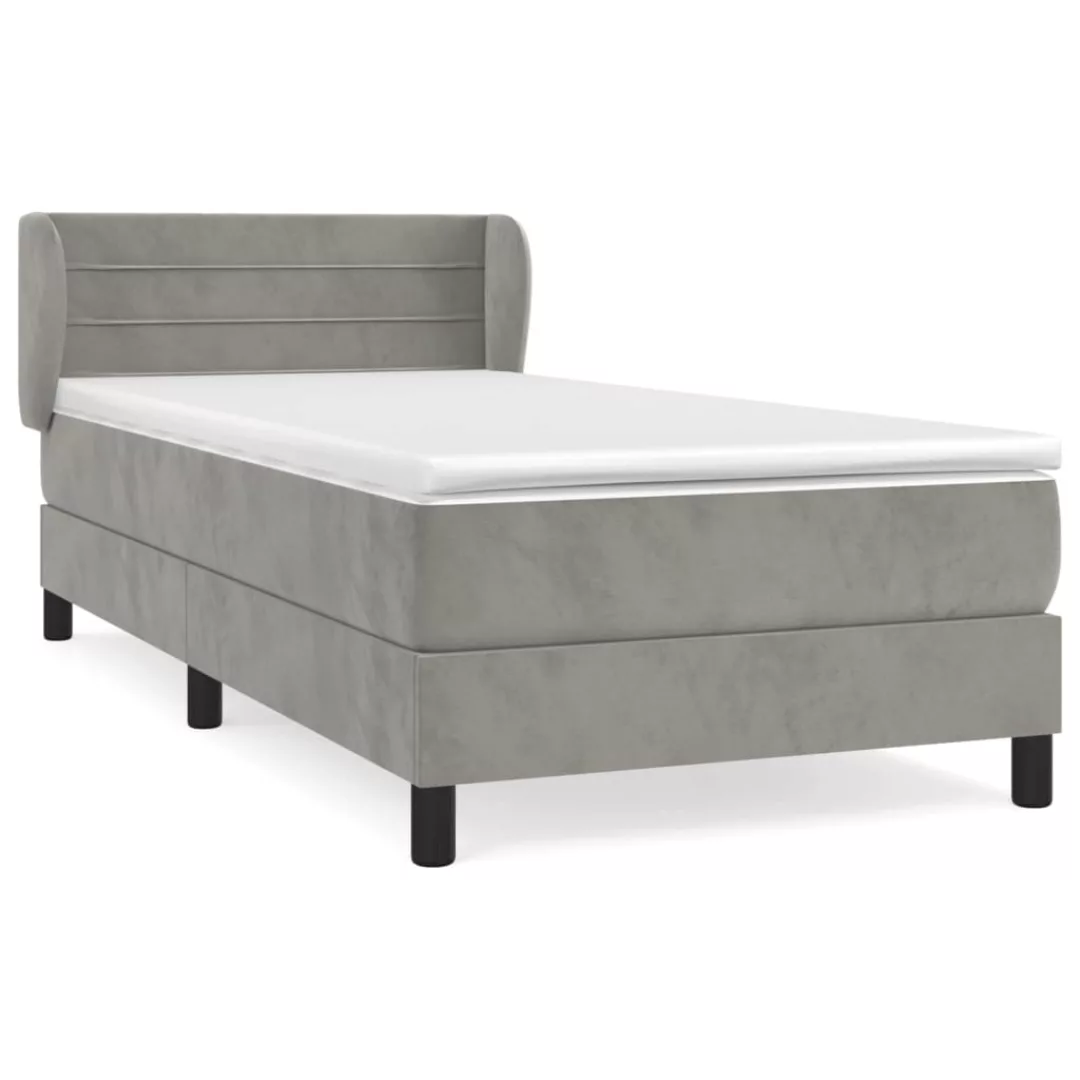 Vidaxl Boxspringbett Mit Matratze Hellgrau 100x200 Cm Samt günstig online kaufen