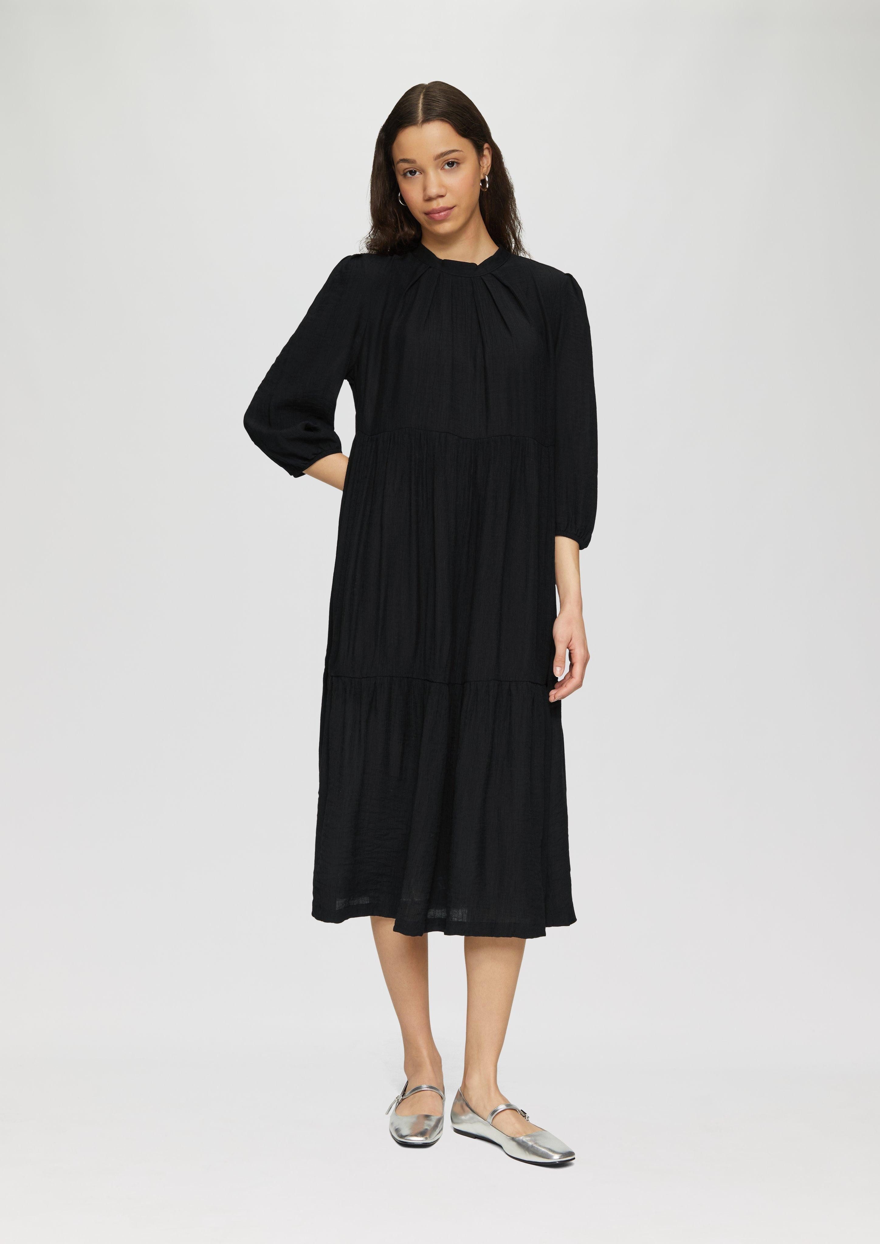 QS Minikleid Strukturiertes Midikleid aus Viskosemix günstig online kaufen