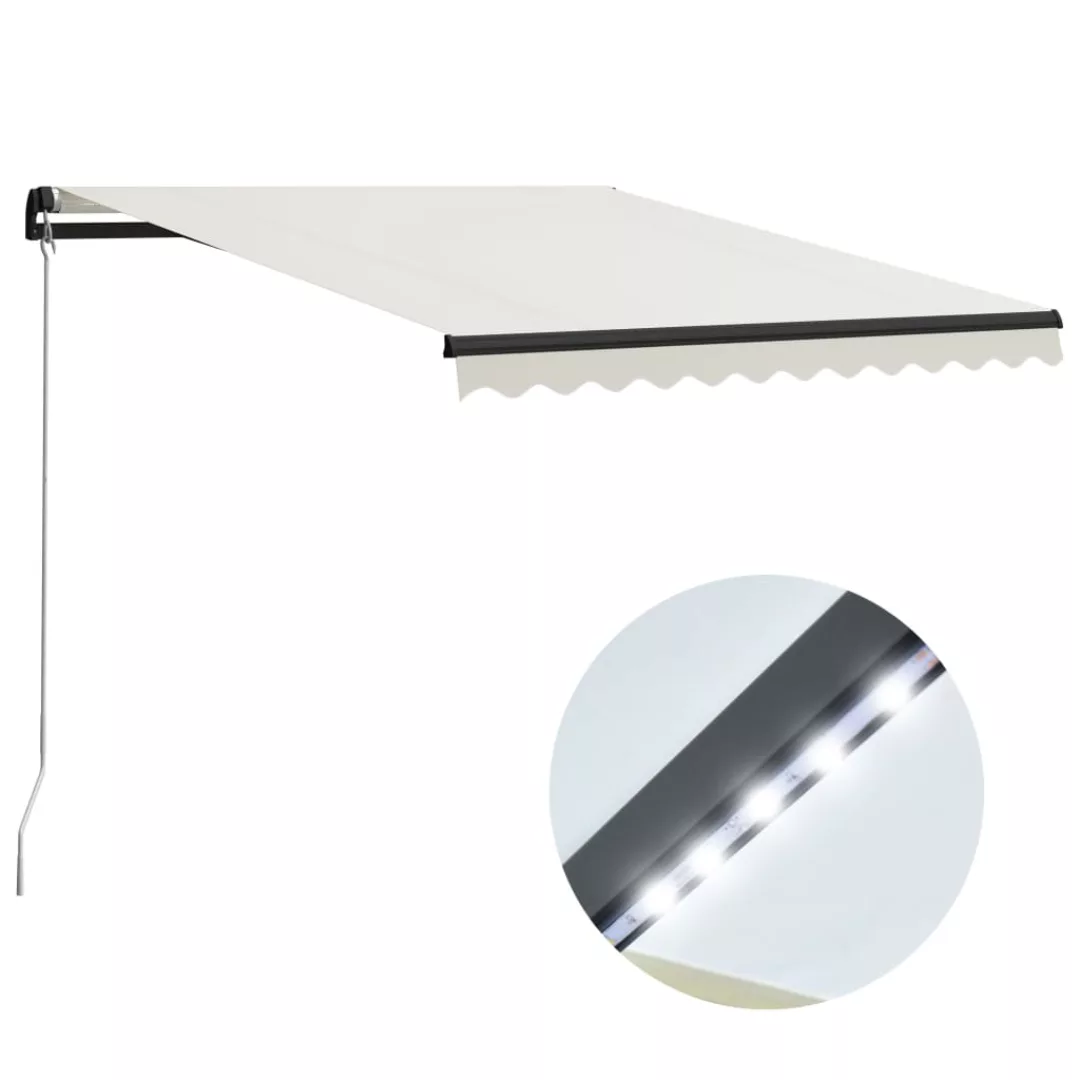 Einziehbare Markise Handbetrieben Mit Led 300x250 Cm Creme günstig online kaufen