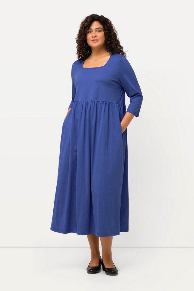 Ulla Popken Sommerkleid Jerseykleid A-Linie Carree-Ausschnitt 3/4-Arm günstig online kaufen