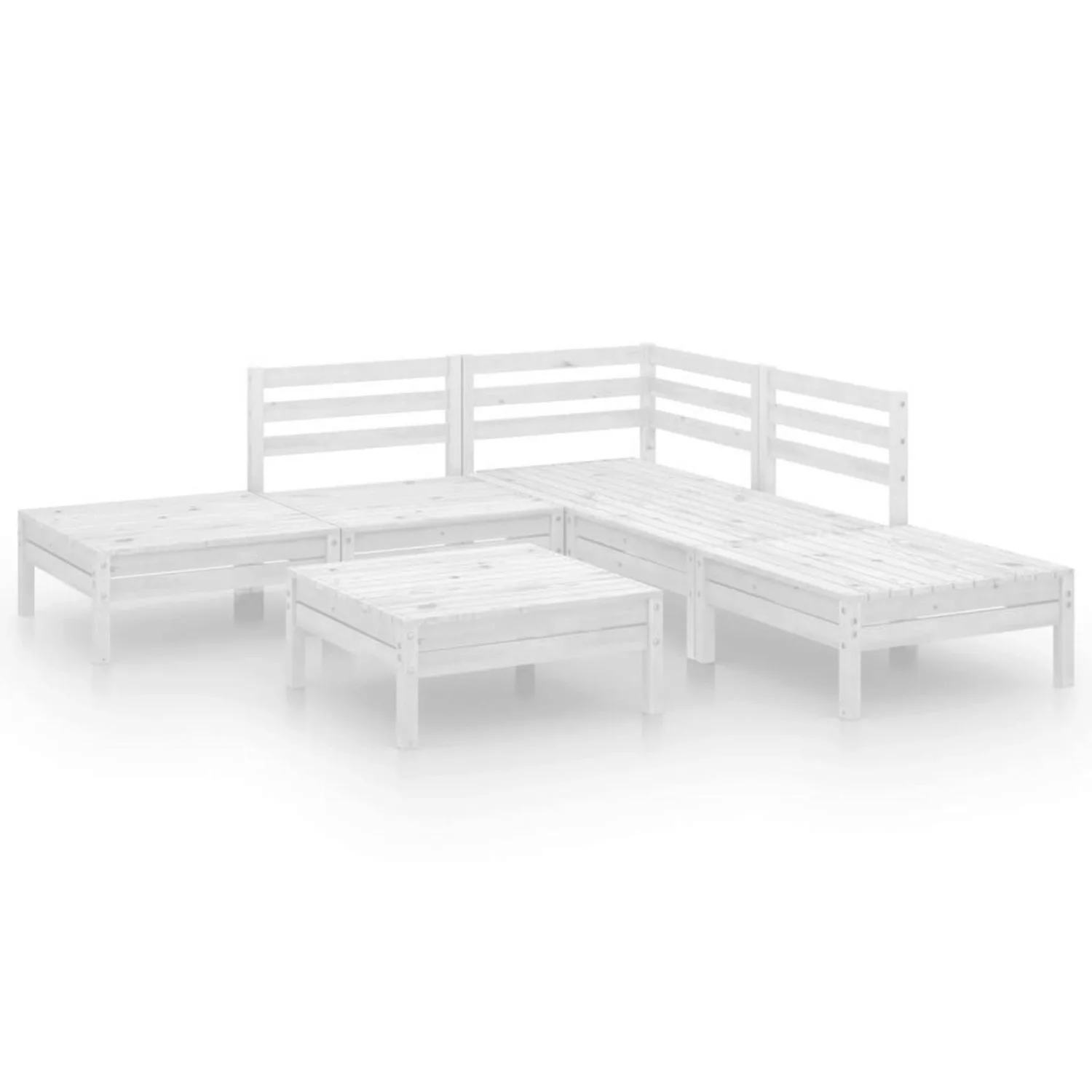 6-tlg. Garten-lounge-set Massivholz Kiefer Weiß günstig online kaufen