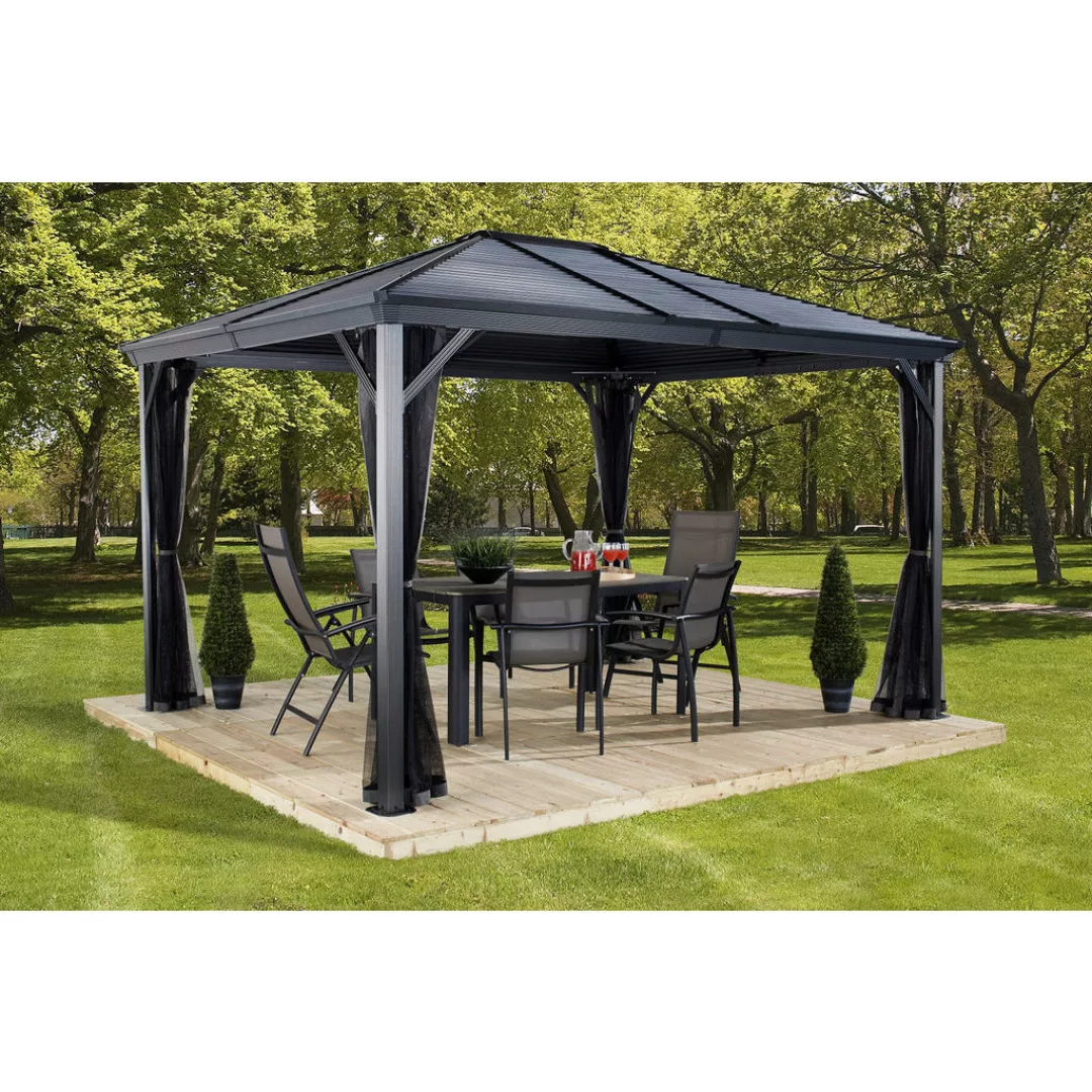 Sojag Pavillon Ventura anthrazit Stahl B/H/L: ca. 296x260x296 cm günstig online kaufen