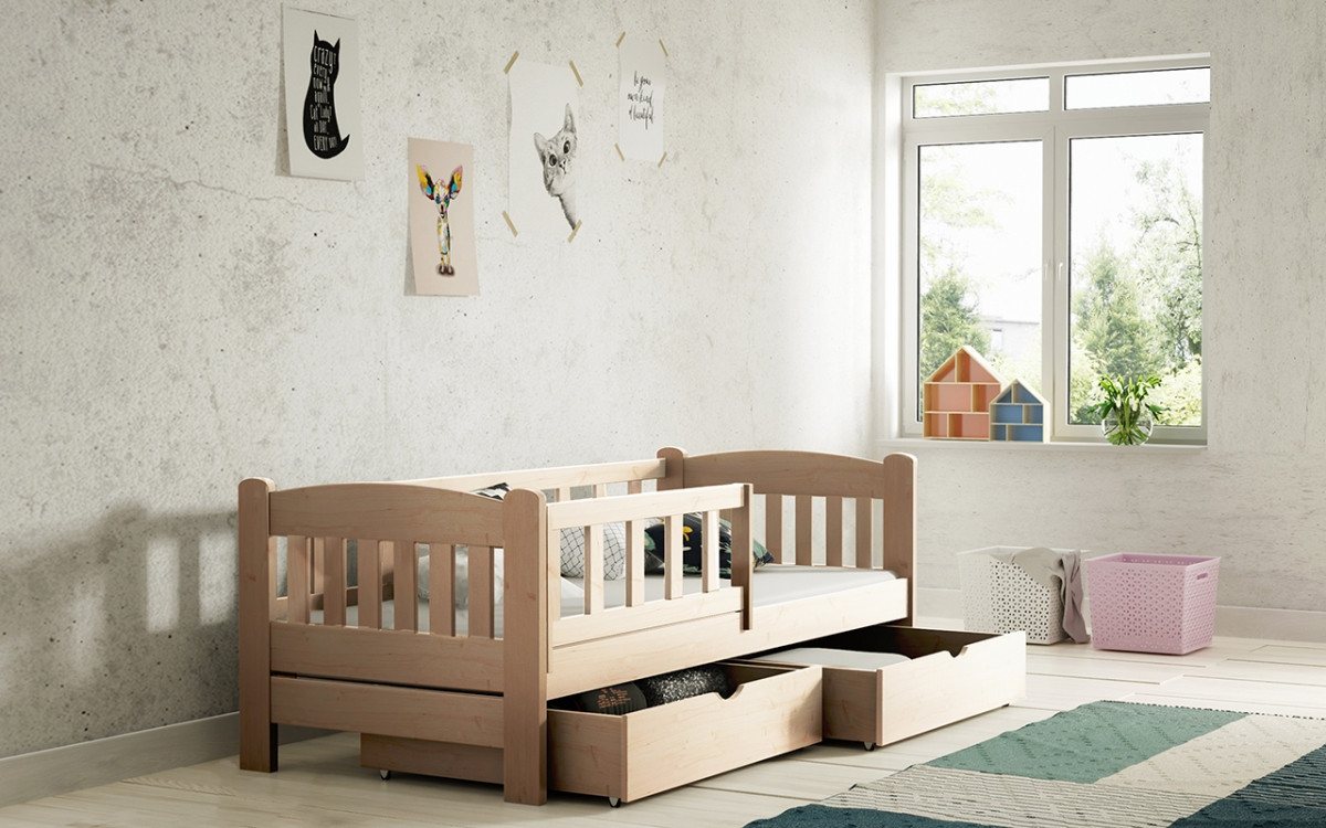 ROYAL24_MARKT Kinderbett - Natürliches Kinderbett mit praktischen Features. günstig online kaufen