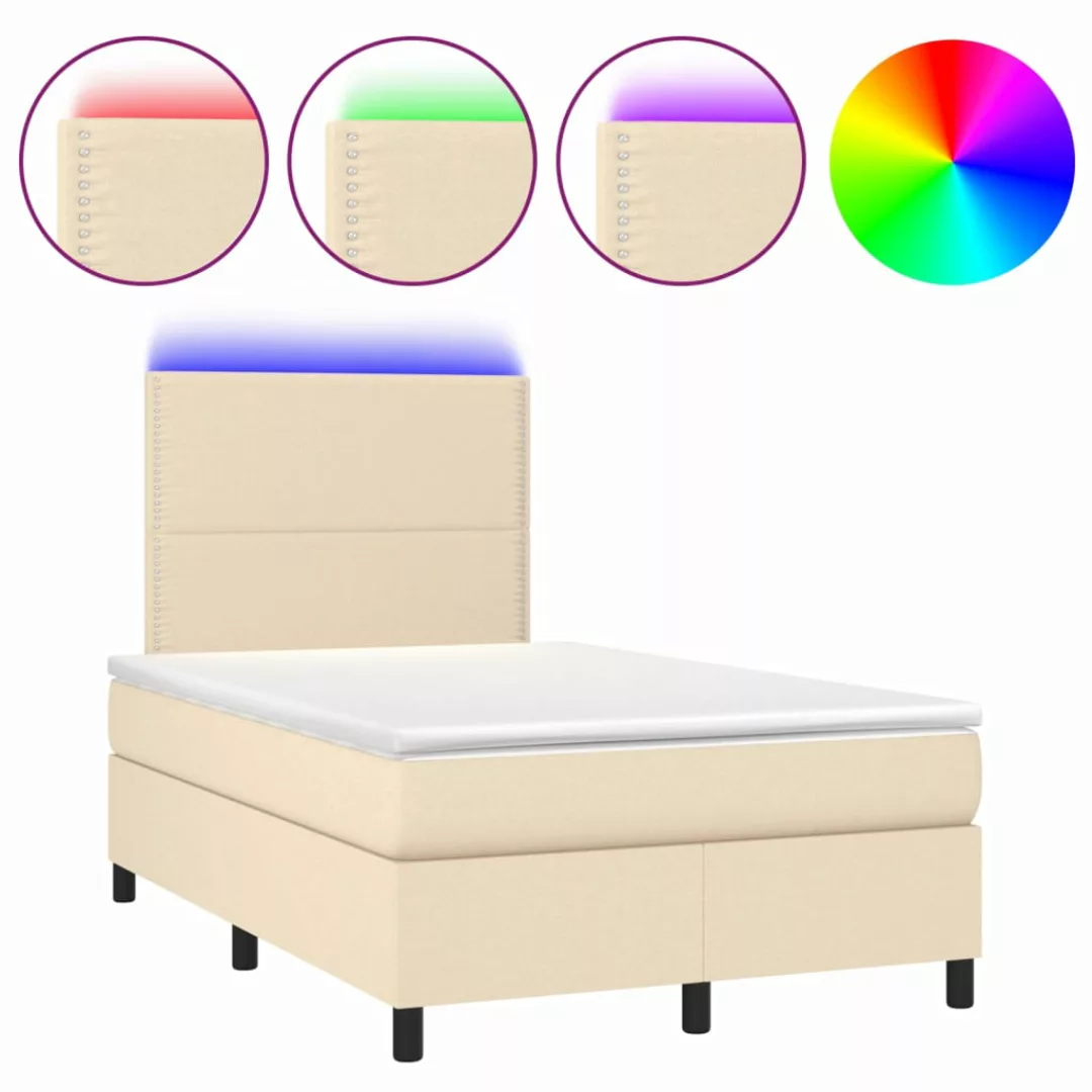 Vidaxl Boxspringbett Mit Matratze & Led Creme 120x200 Cm Stoff günstig online kaufen