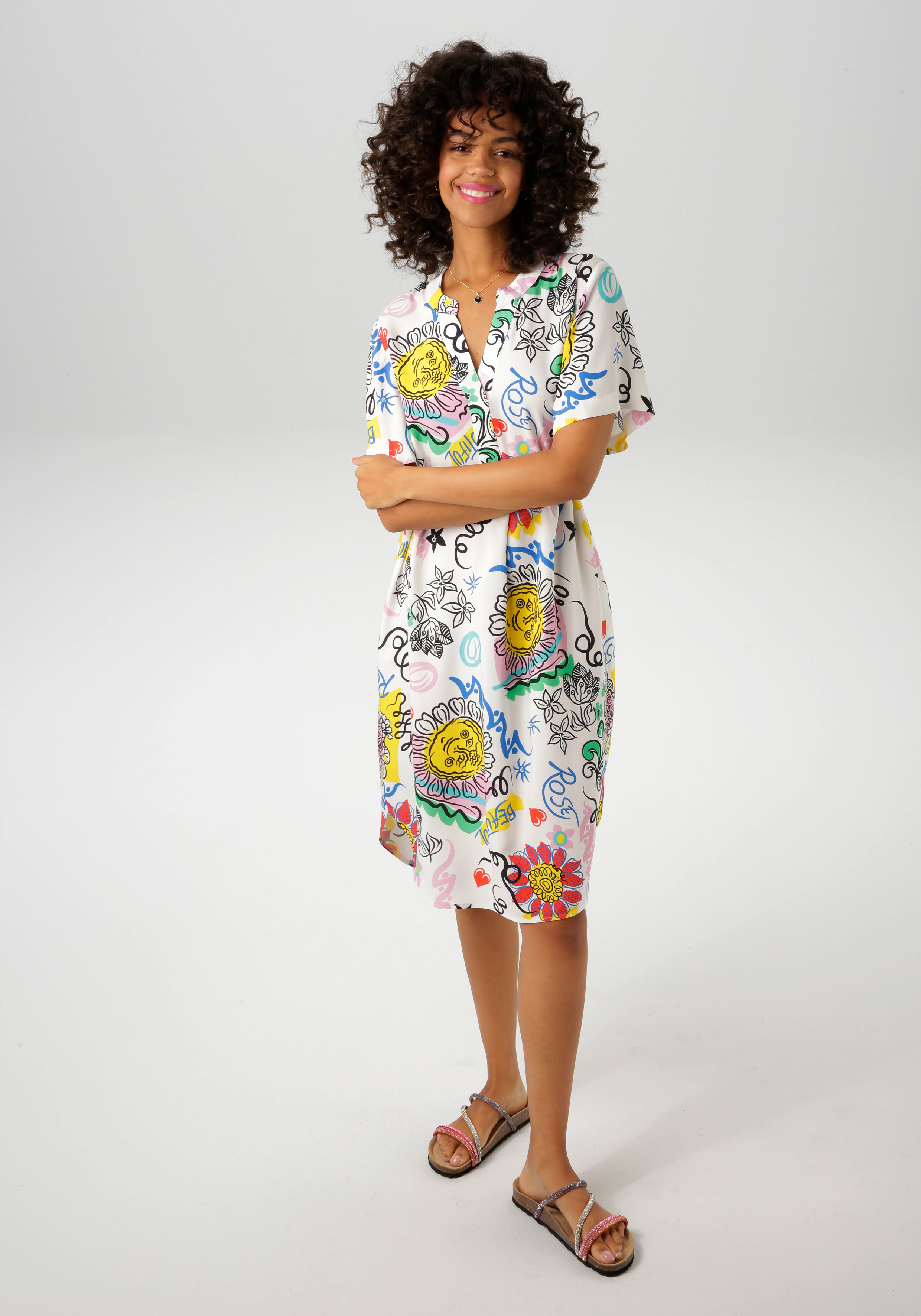 Aniston CASUAL Sommerkleid, mit farbenfrohem, kunstvollen Druck günstig online kaufen