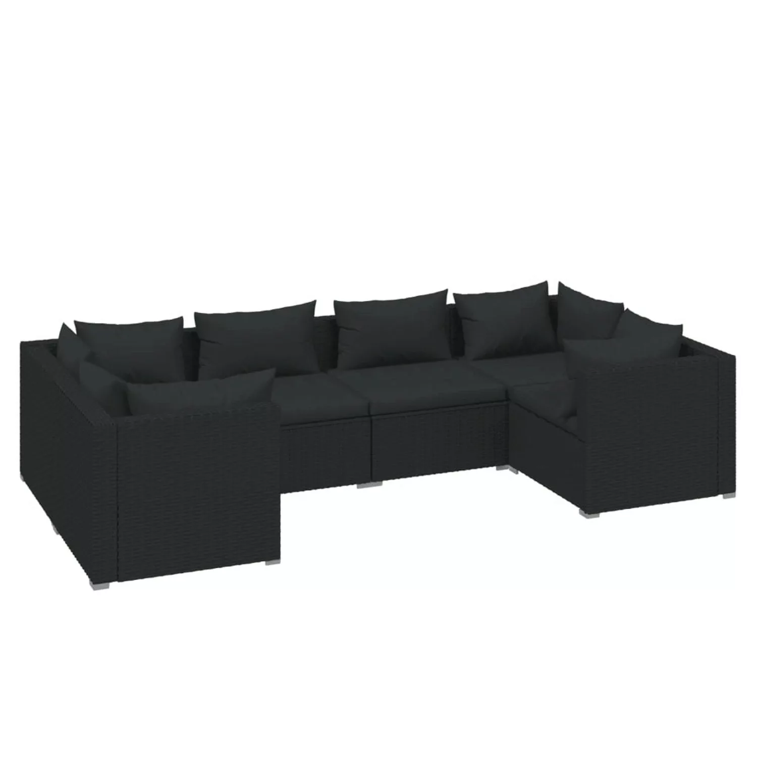 Vidaxl 6-tlg. Garten-lounge-set Mit Kissen Poly Rattan Schwarz günstig online kaufen