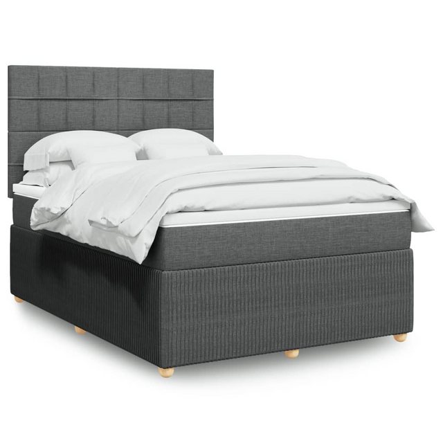 vidaXL Boxspringbett, Boxspringbett mit Matratze Dunkelgrau 160x200 cm Stof günstig online kaufen